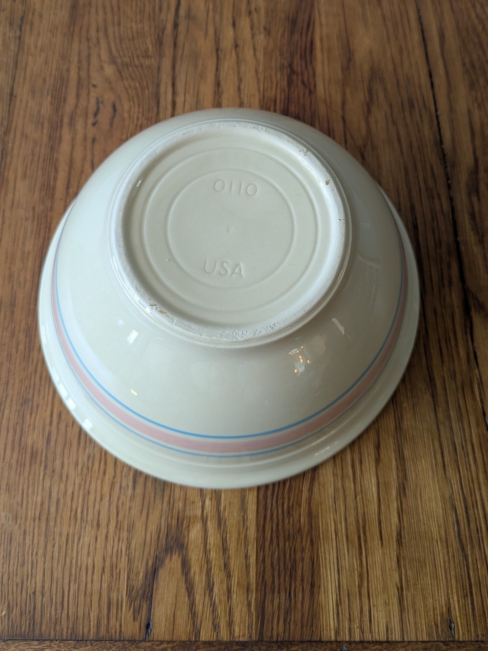 #10 Nesting Mixing Bowl - Vintage McCoy Pottery Oven Ware - Blue Pink Stripes - Picture 6 of 16